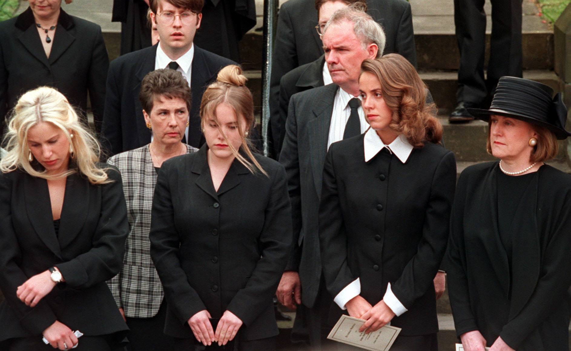 Catherine Smith, centre left, with her mother Elizabeth, right, and sisters Jane, left, and Sarah, centre right, at a memorial service for the former Labour leader John Smith, who died in 1994 (Neil Munns/PA) 