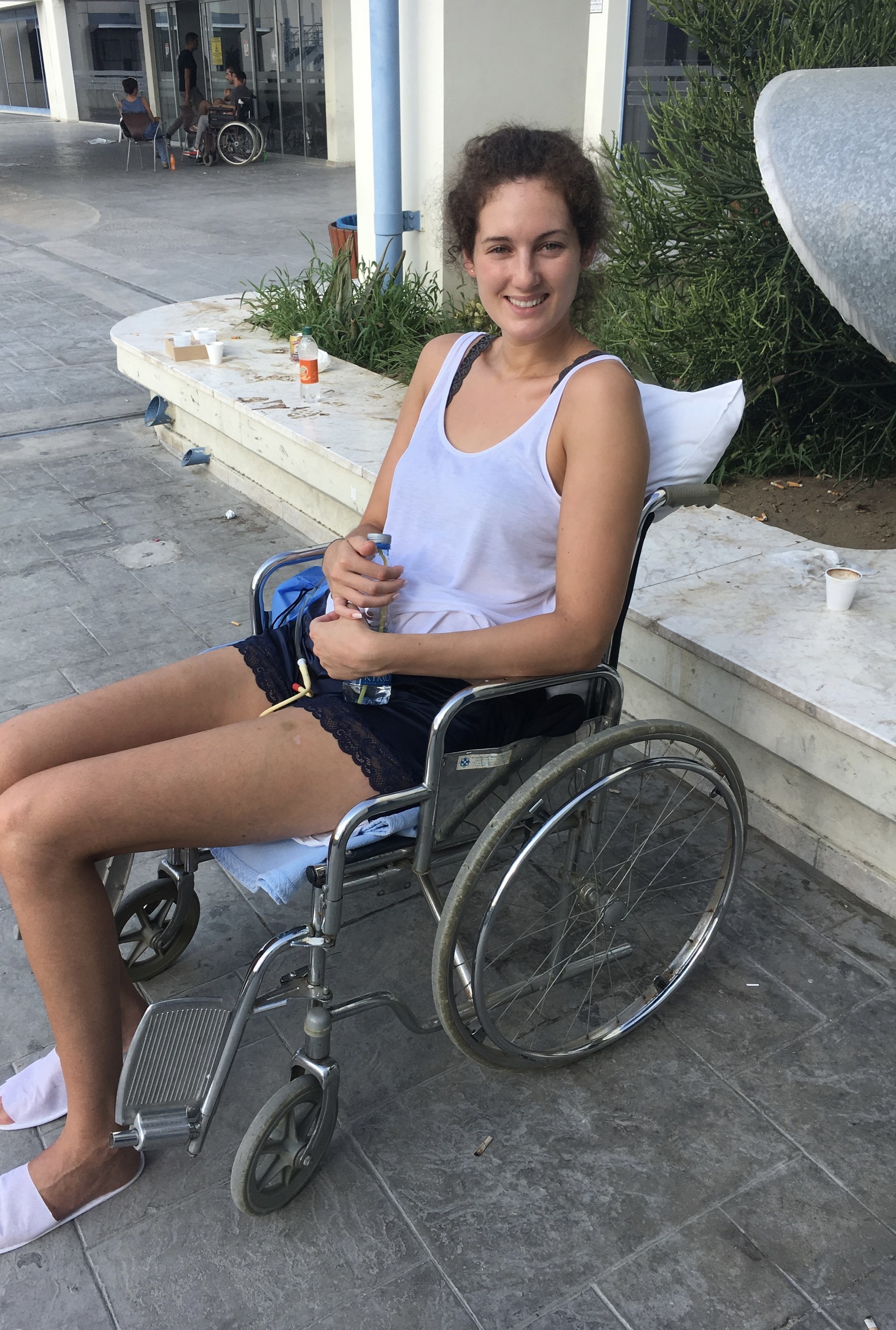 Rachael after her accident in Cyprus, 2017