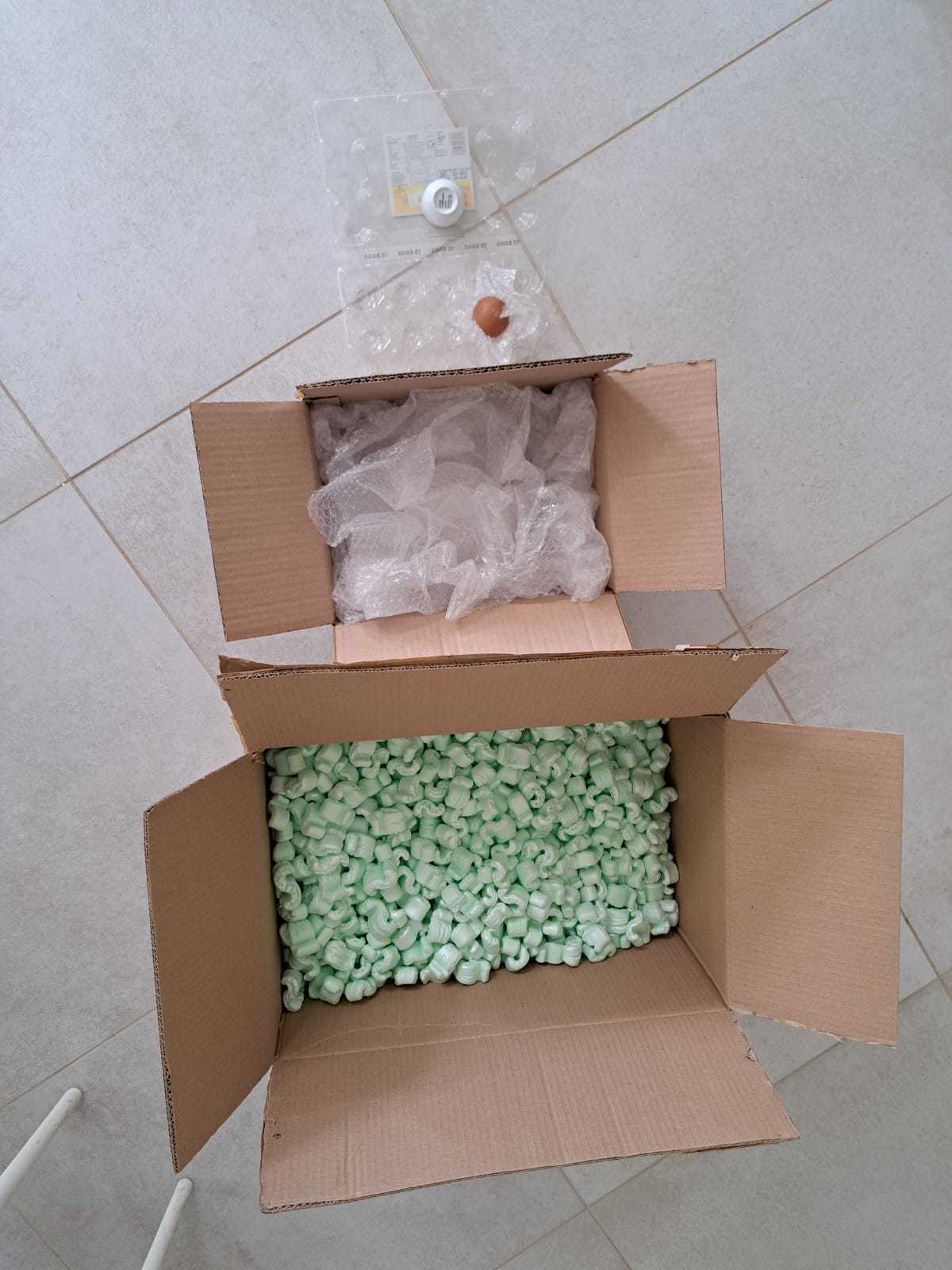 The egg was delivered via courier packed in bubble wrap, polystyrene and packing peanuts to protect it.