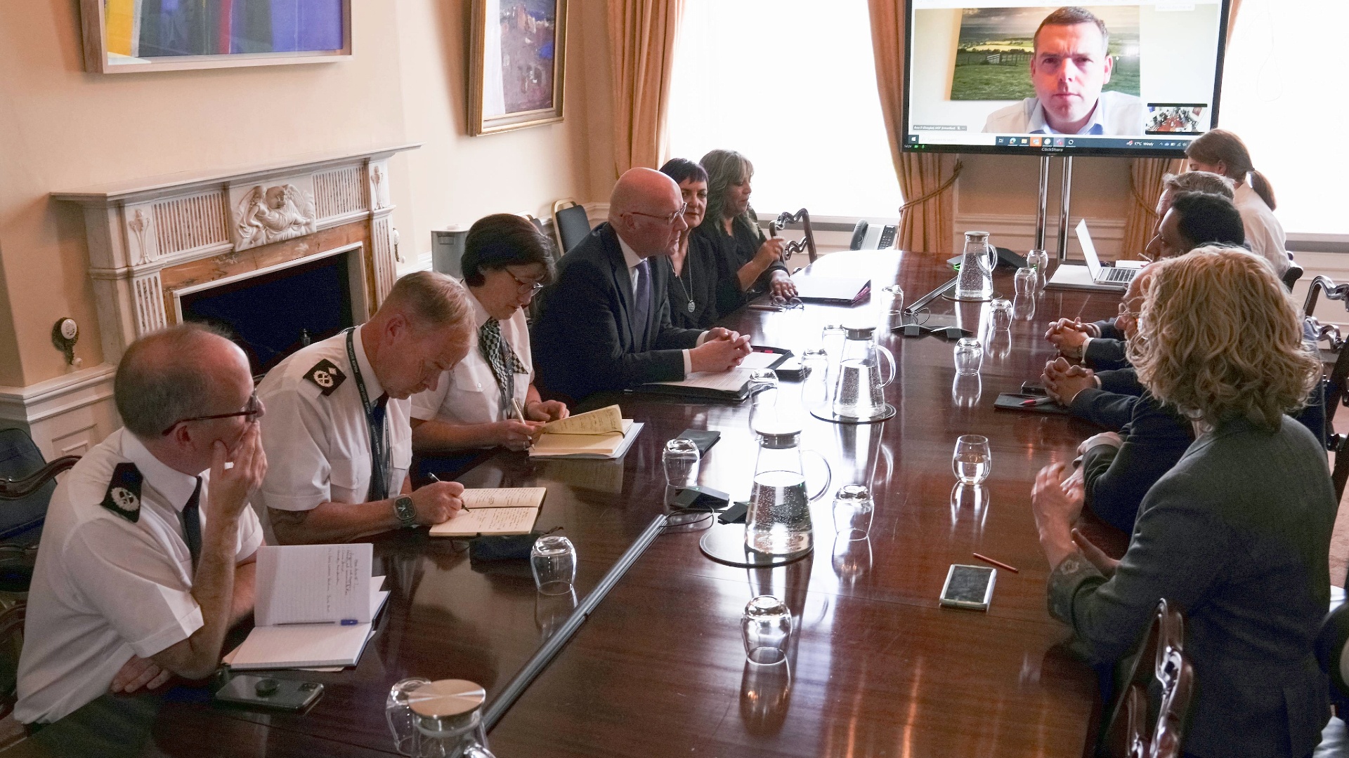 First Minister meets with party leaders and Police Scotland bosses at Bute House.