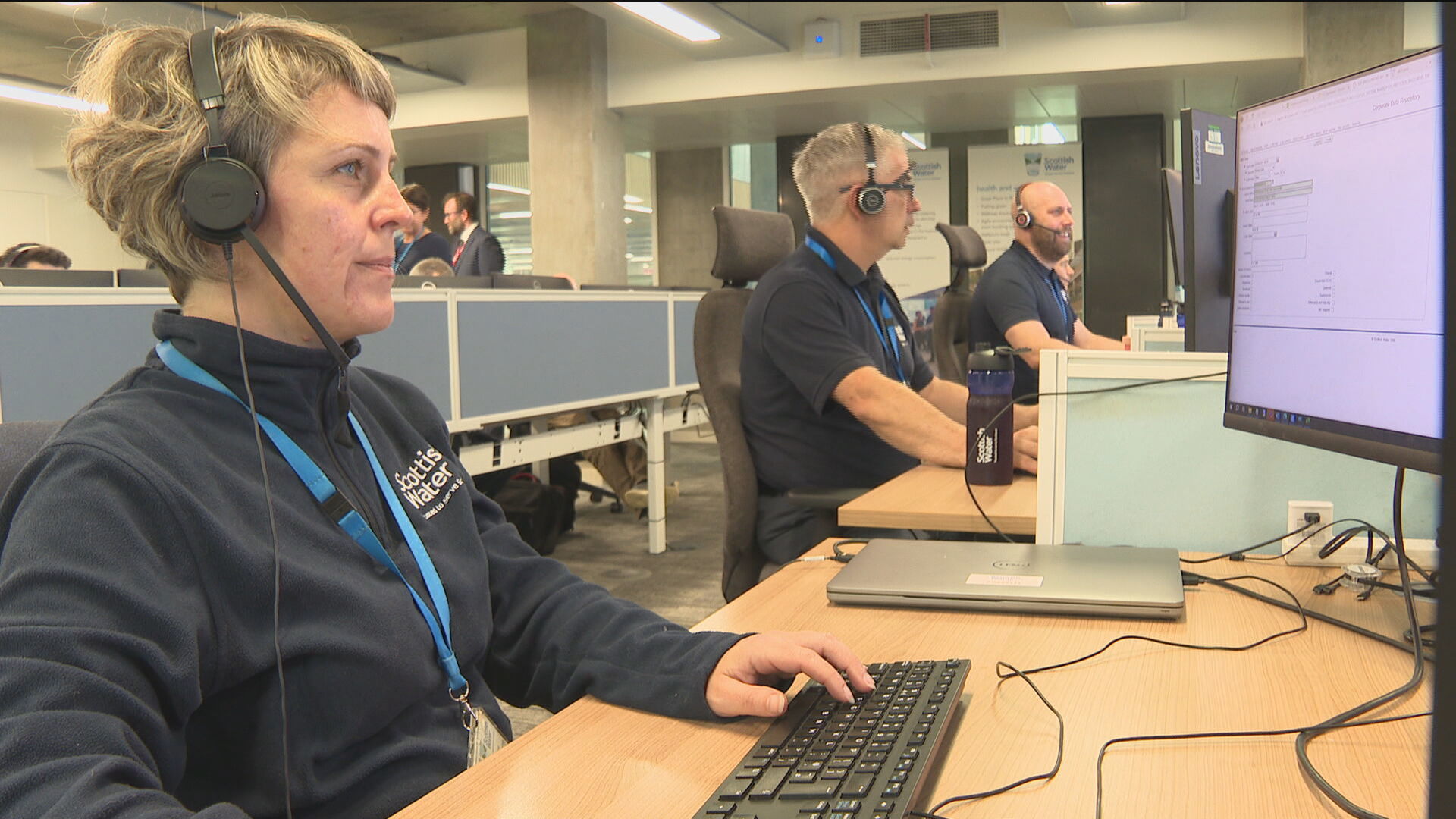 Workers in Scottish Water's intelligence control centre