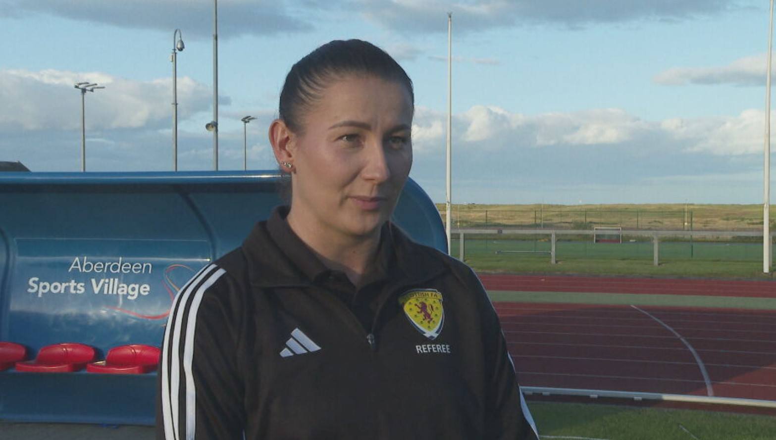 Referee Paulina Ruszniak, who moved to Scotland from Poland for work