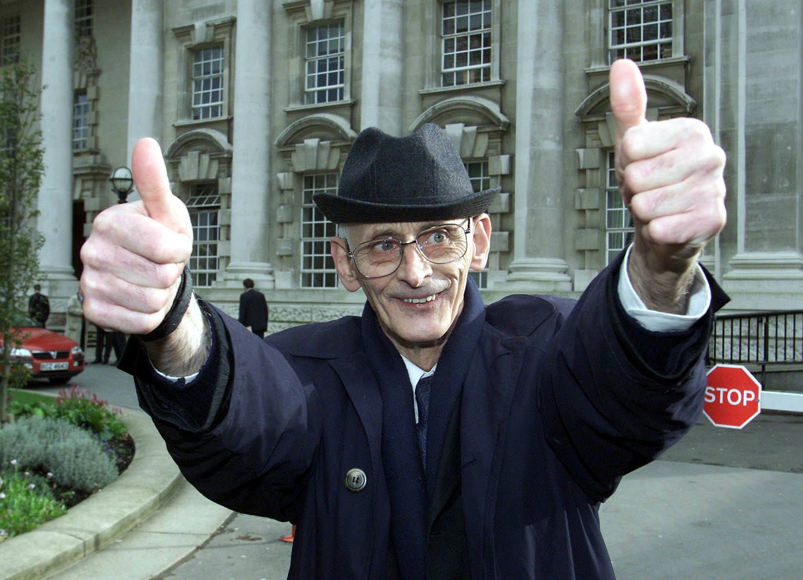 Iain Hay Gordon celebrates being cleared of the murder in 2000.