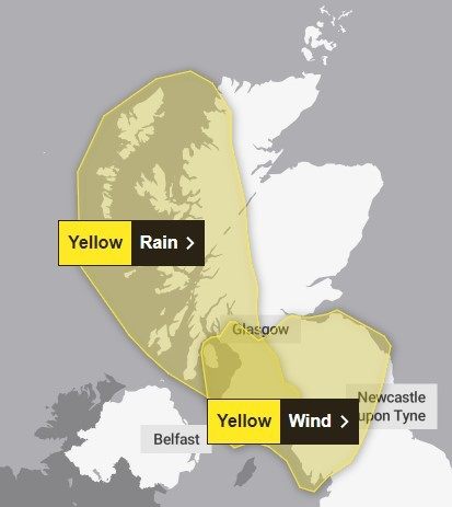 A Met Office yellow weather warning for rain covering the west of the country is in force from 11am on Wednesday. A wind alert comes into effect at 1am on Thursday.