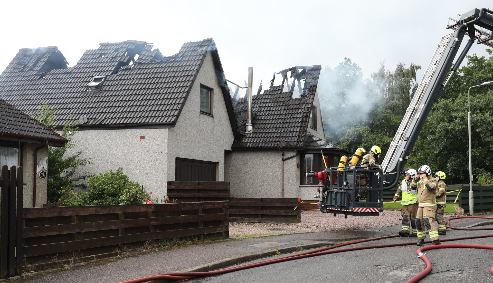 Four appliances and a height vehicle were sent to a property on Grampian View, Aviemore following a lightning strike at around 10am on Monday. 