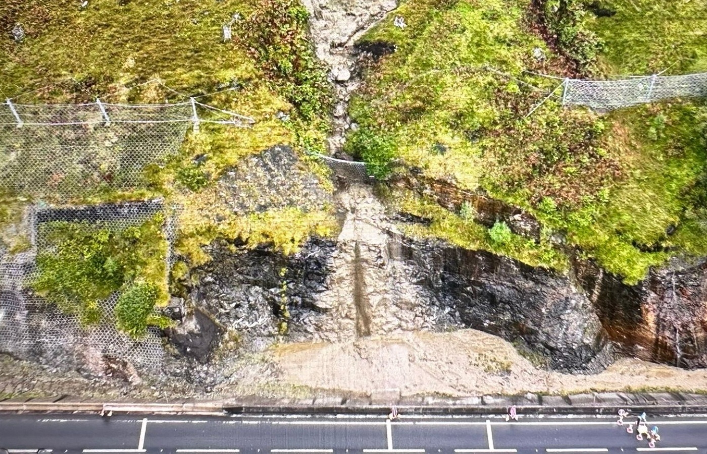 The landslip was caused by rainfall over the weekend.