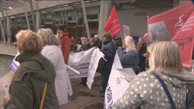 Pensioners demonstrate at Holyrood over winter fuel payment cut