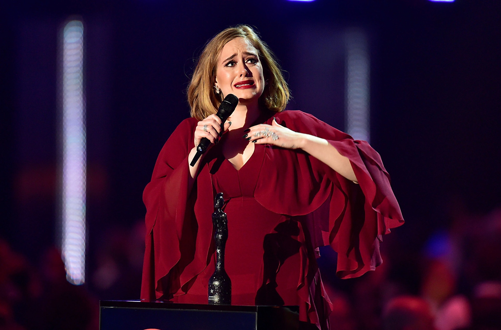 Adele pictured at the 2016 Brit Awards (Dominic Lipinski/PA). 