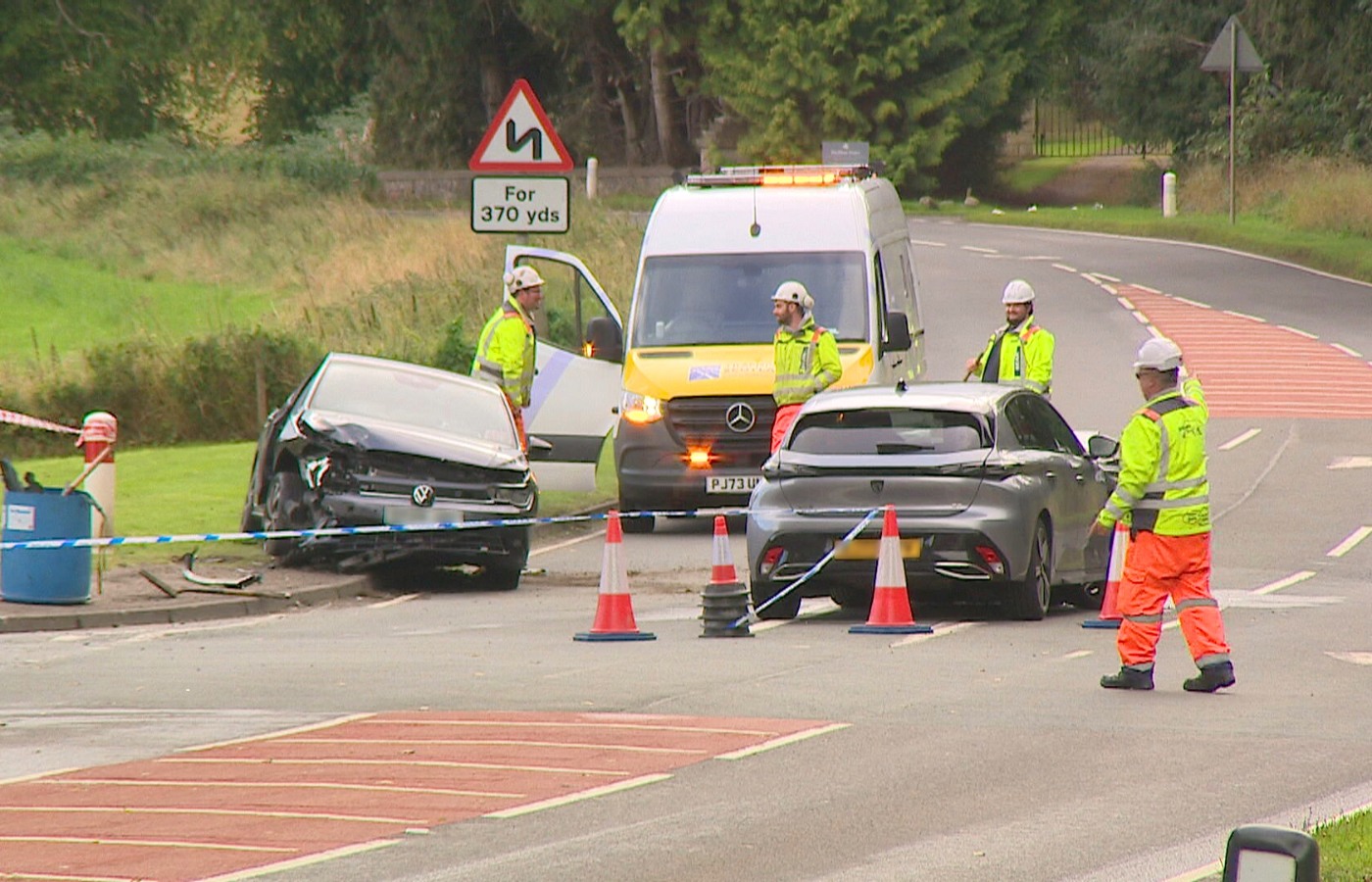 Crews from the Scottish Fire and Rescue Service released one person who had become trapped in their vehicle.