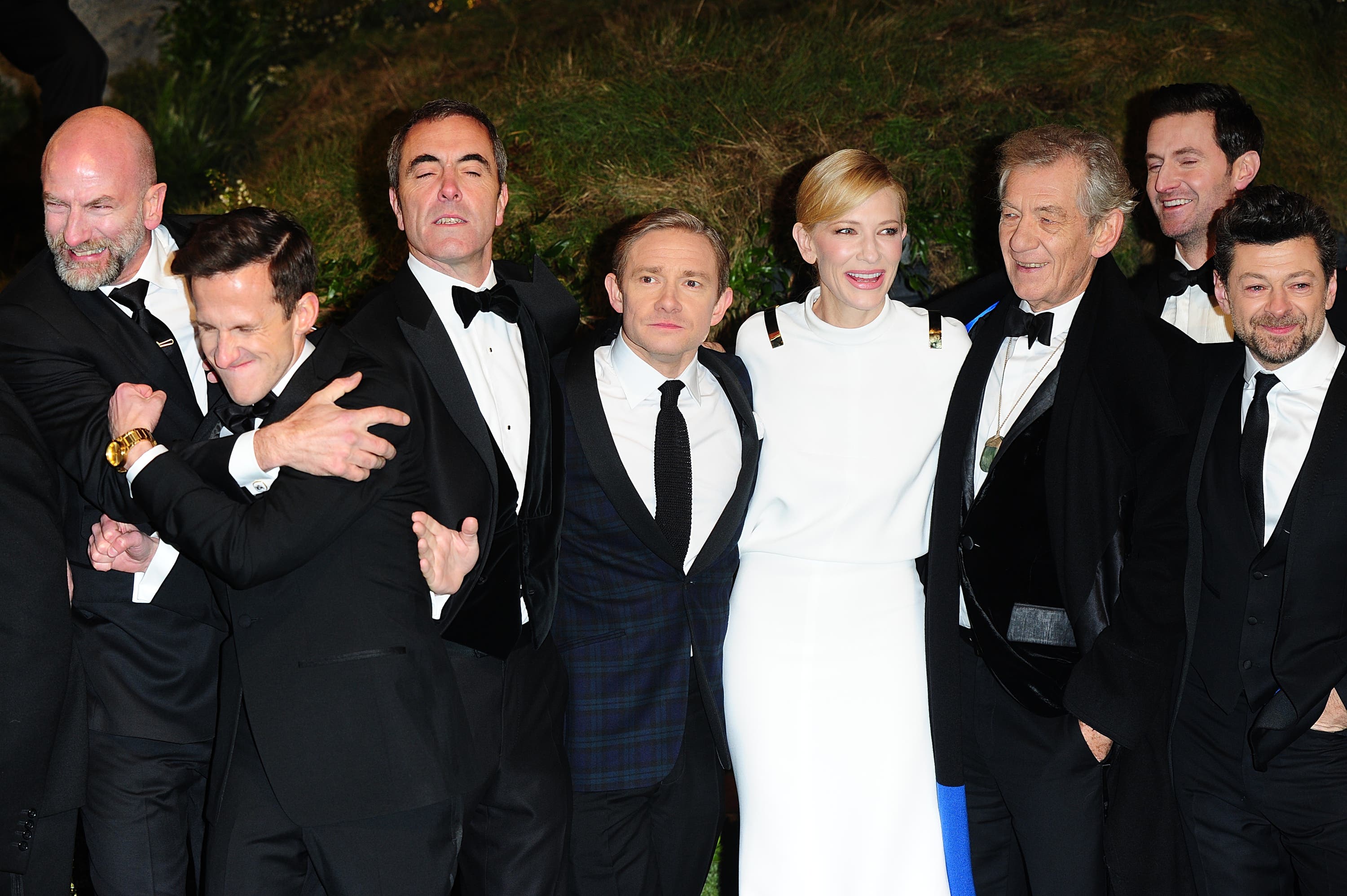 Graham McTavish, Adam Brown, James Nesbitt, Martin Freeman, Cate Blanchett, Sir Ian McKellen, Richard Armitage and Andy Serkis, who were part of The Hobbit: An Unexpected Journey (Ian West/PA). 