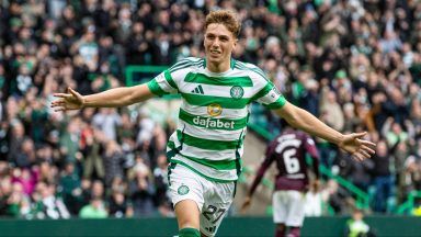 Arne Engels scores first Celtic goal as league leaders beat Hearts to maintain perfect start