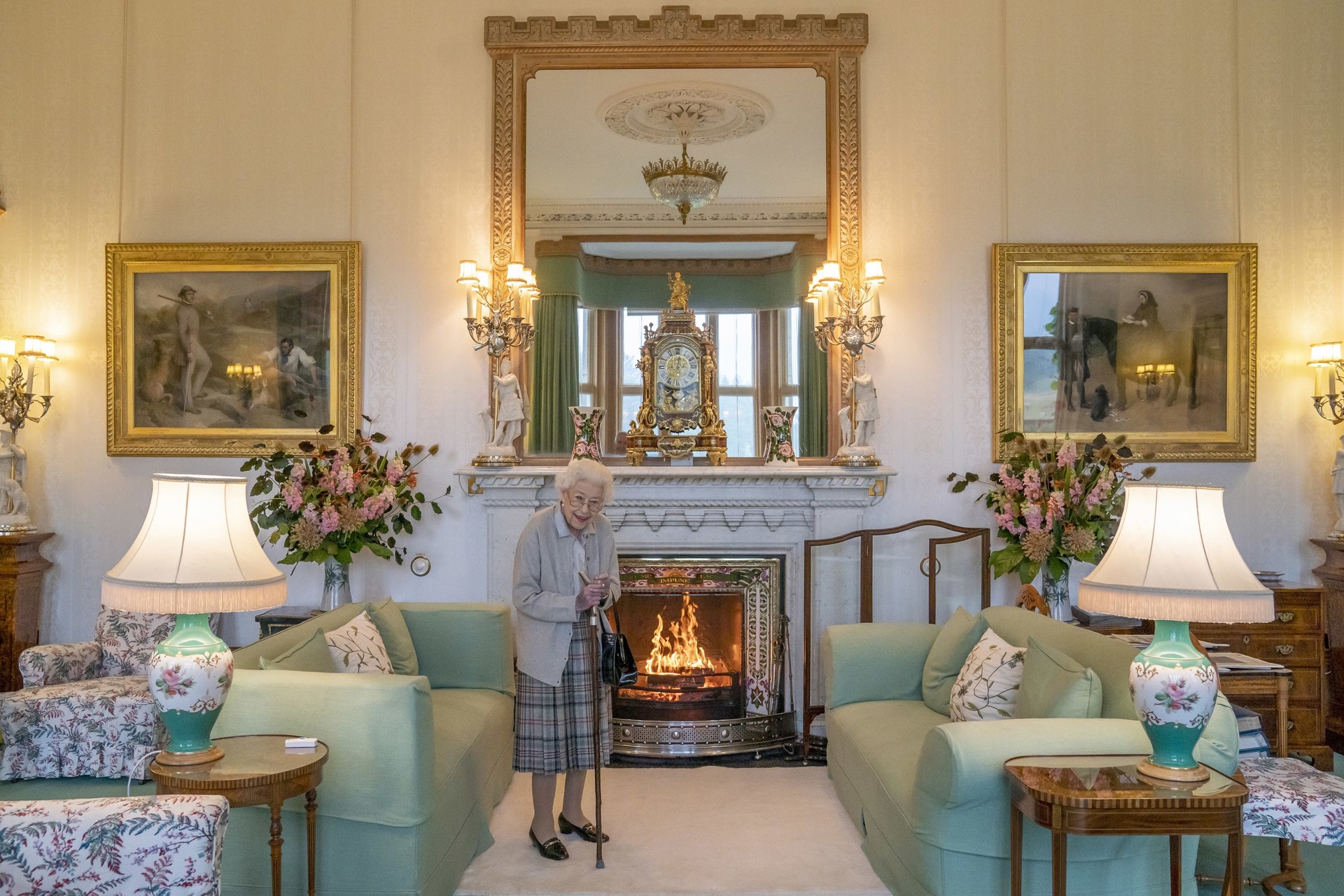 Queen Elizabeth II waiting in the Drawing Room before receiving Liz Truss for an audience at Balmoral Castle (Jane Barlow/PA). 