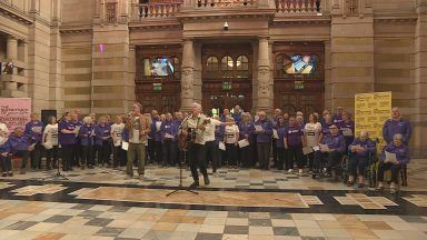 Scottish band The Bluebells perform with dementia choir at Kelvingrove Art Gallery