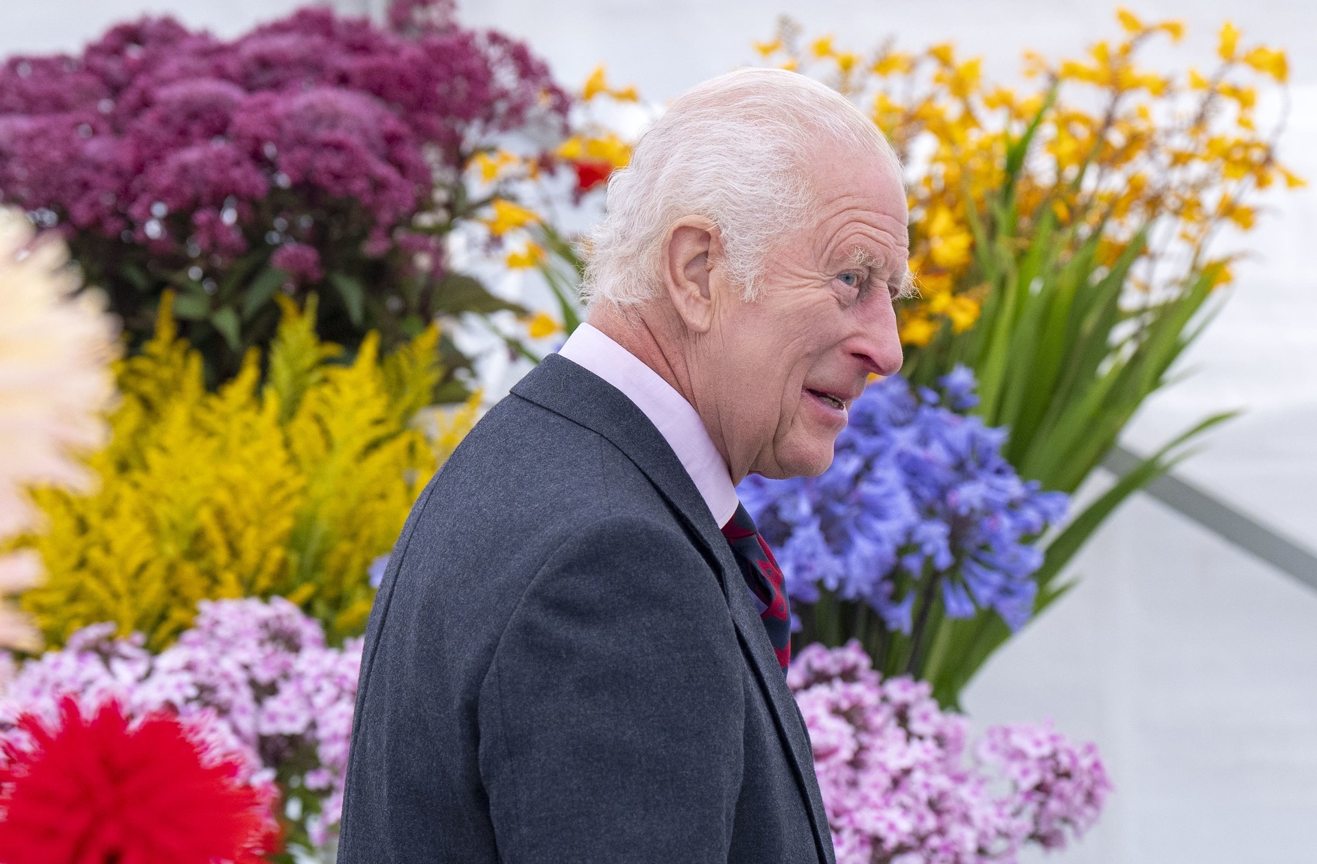 The King during a visit to the Royal Horticultural Society of Aberdeen’s 200th Flower Show (Jane Barlow/PA). 