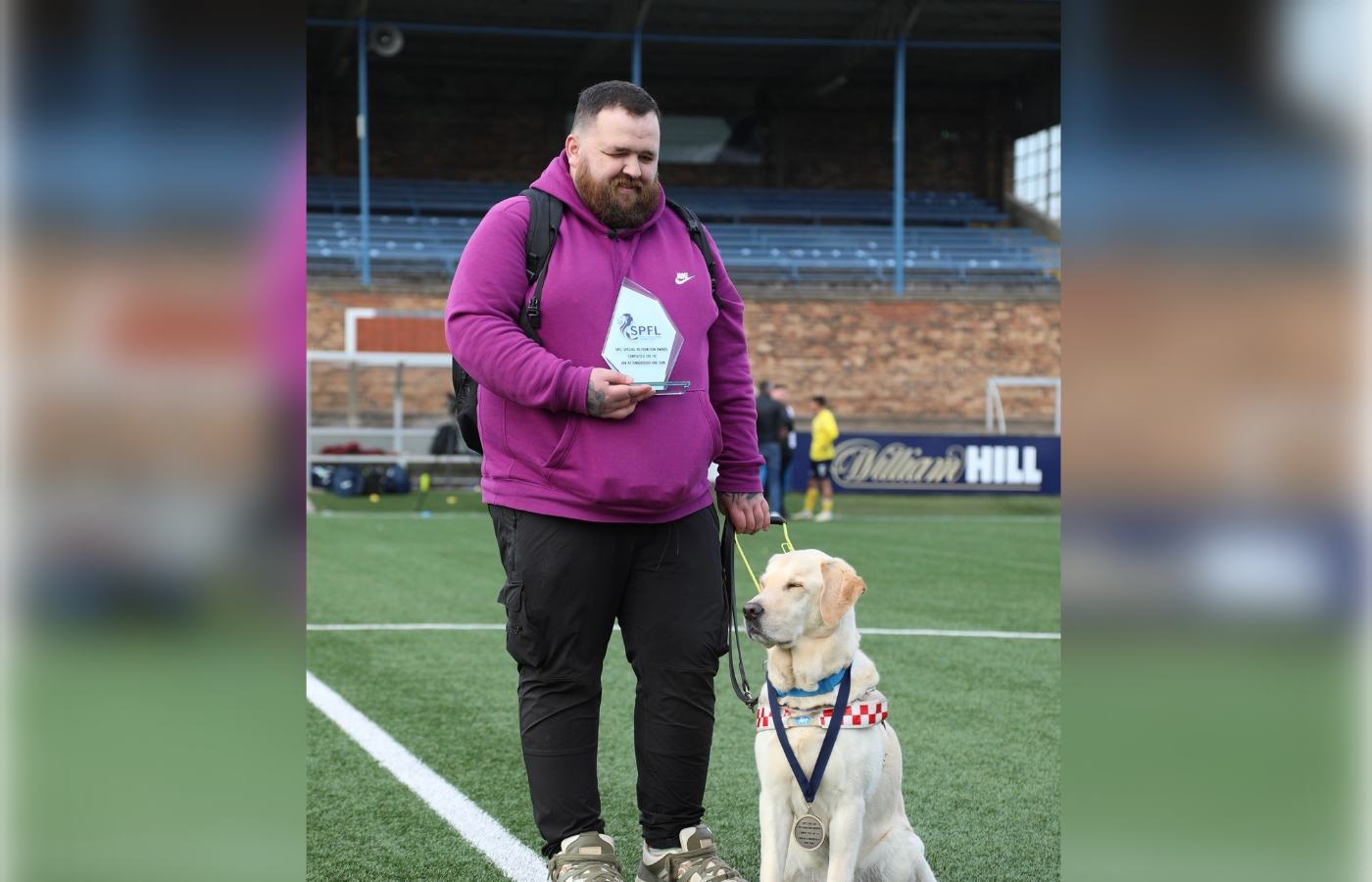 Dundee United supporter Jon Attenborough, 34, and his beloved dog Sam, eight, ticked off the last of the SPFL’s 42 grounds on Saturday.