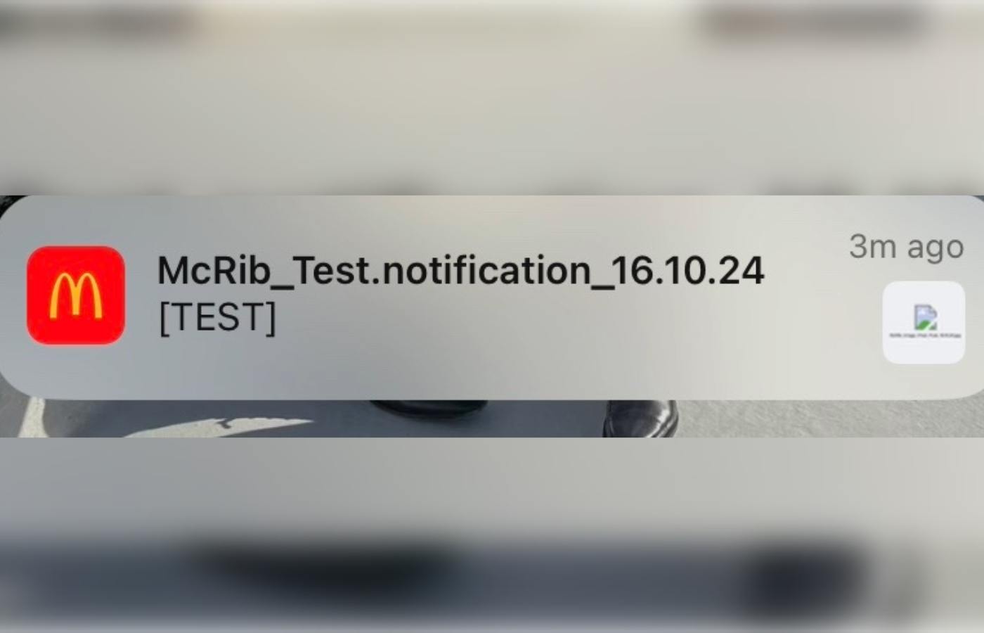 A notification teasing the return of the McRib