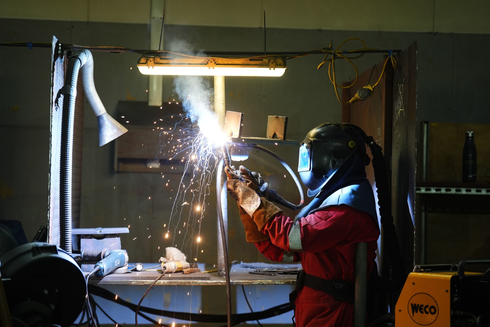 A welder at the Harland and Wolff construction yard in Methil (Andrew Milligan/PA).