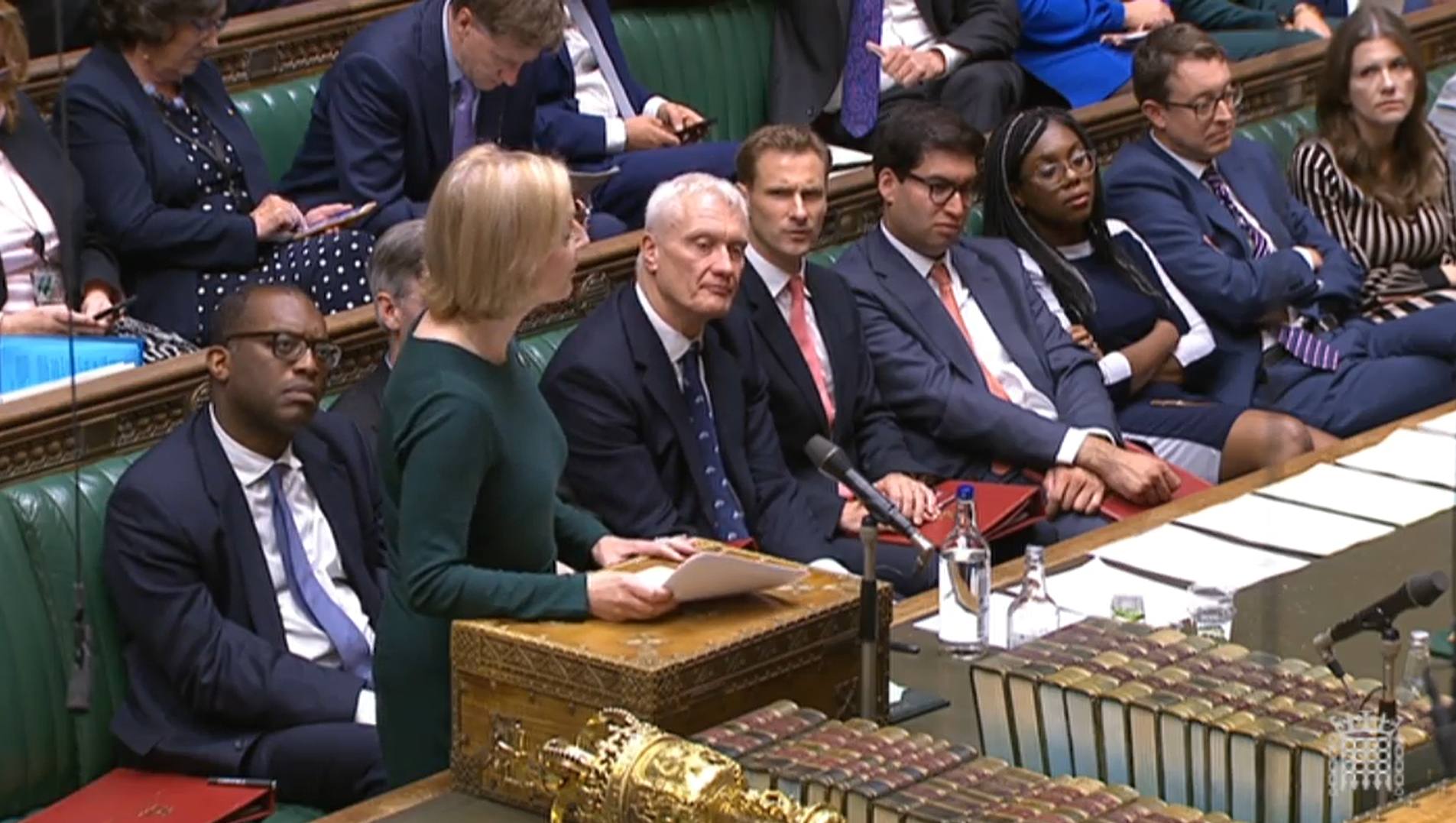 Liz Truss speaking in the House of Commons on energy bills before she was alerted to concerns for the Queen’s health (House of Commons/PA). 