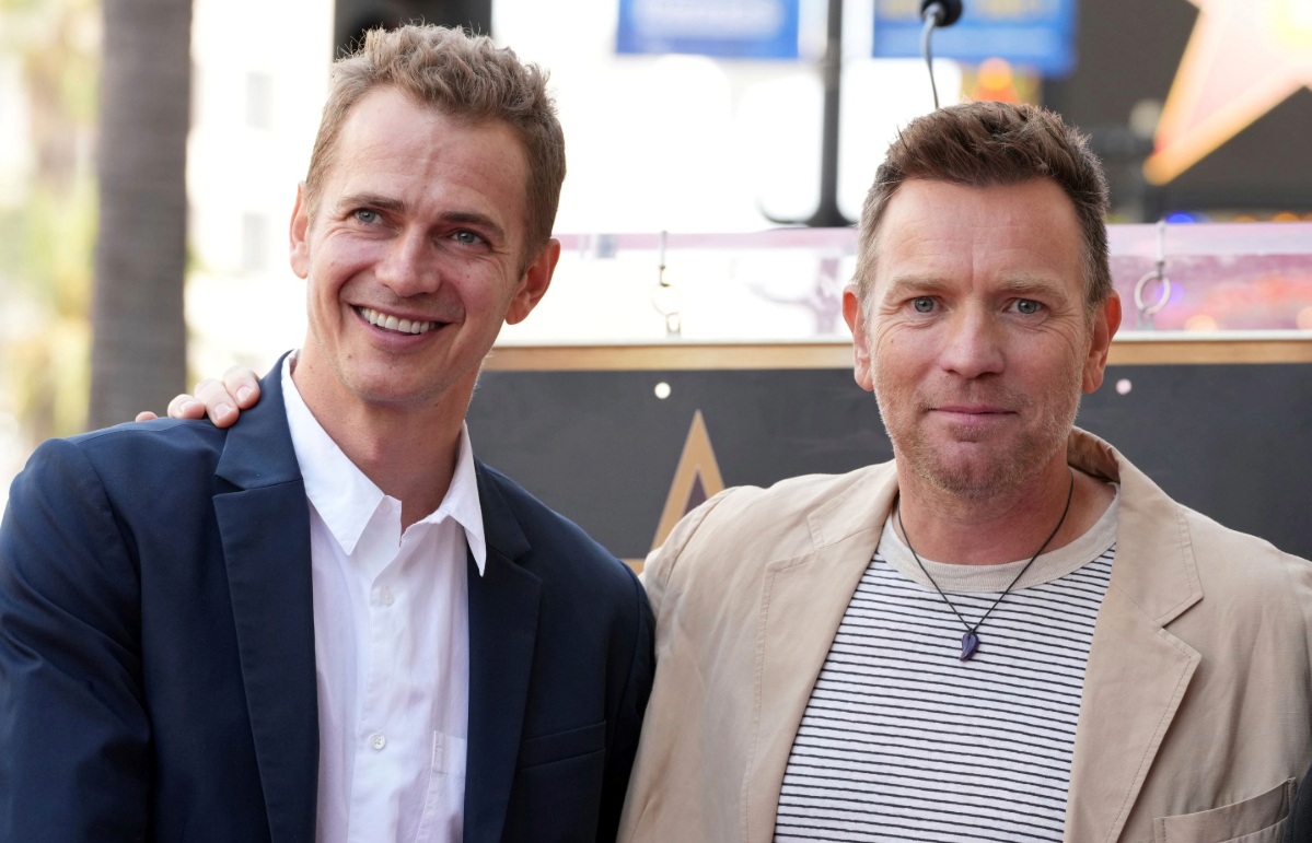 Ewan McGregor with Hayden Christensen on the Hollywood Walk of Fame (Jordan Strauss/AP) 