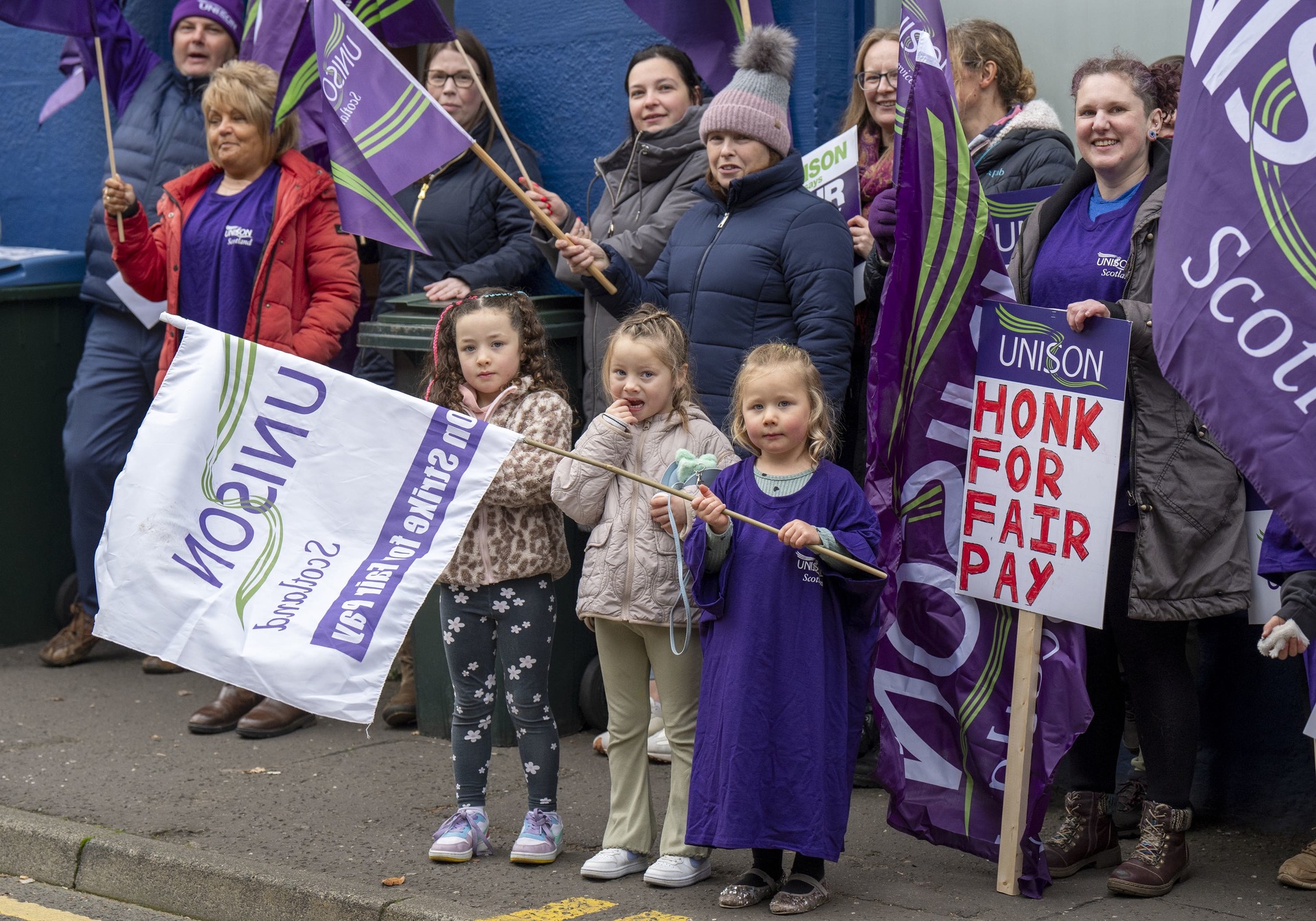 Children were among those joining the picket line (Jane Barlow/PA). 