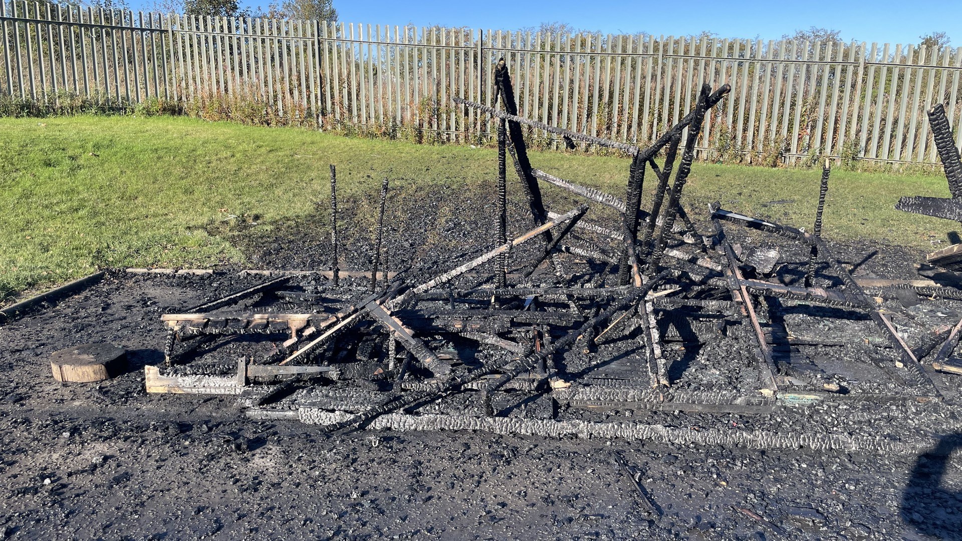 The shed was completely destroyed by the fire