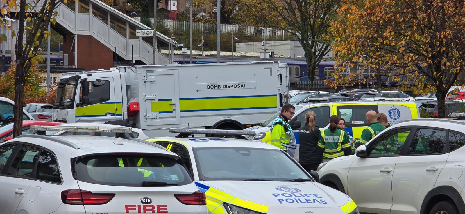 A tower block asw evacuated and train line closed after police discovered a suspicious item in Clydebank.