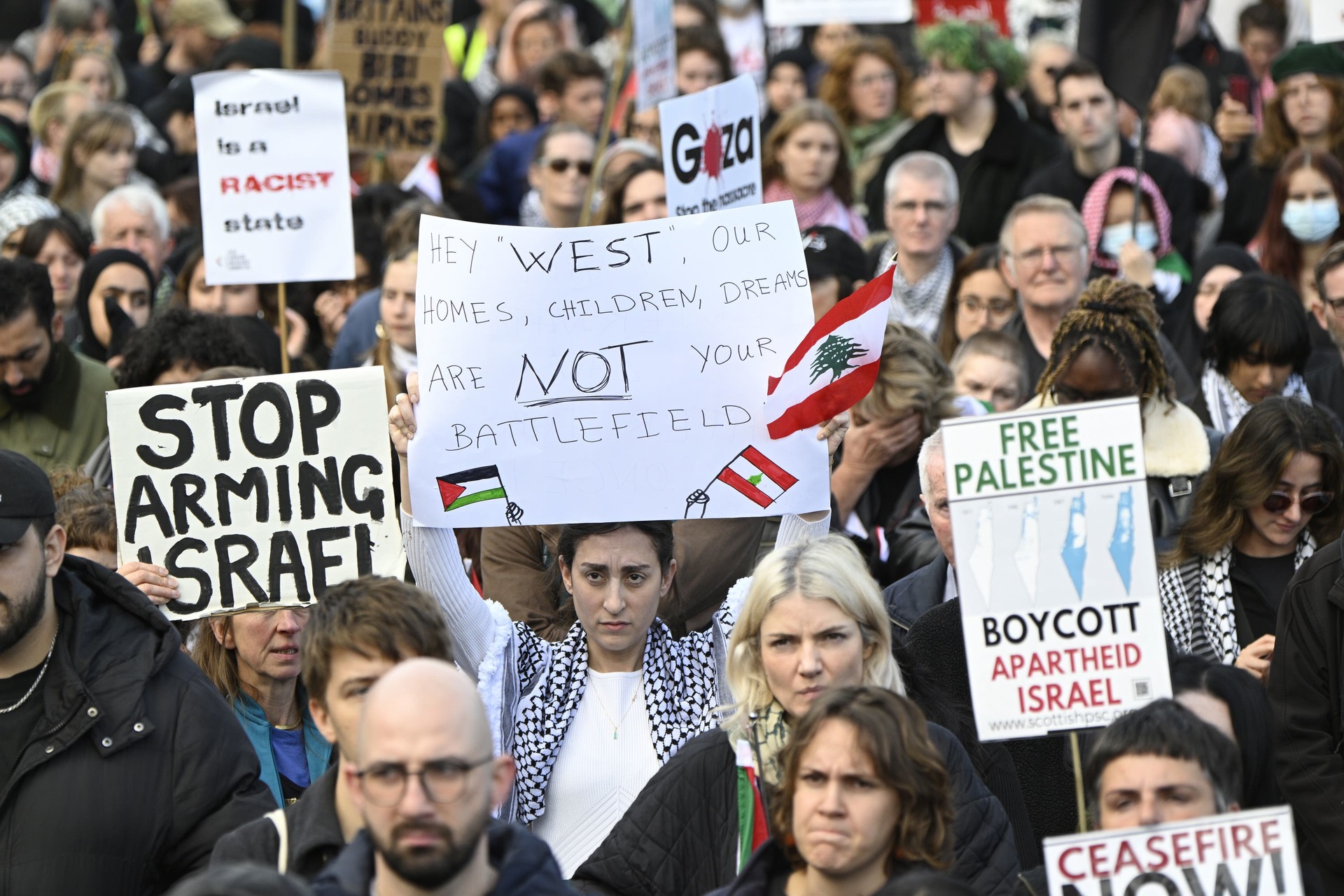 People take part in a pro-Palestine demonstration in Edinburgh