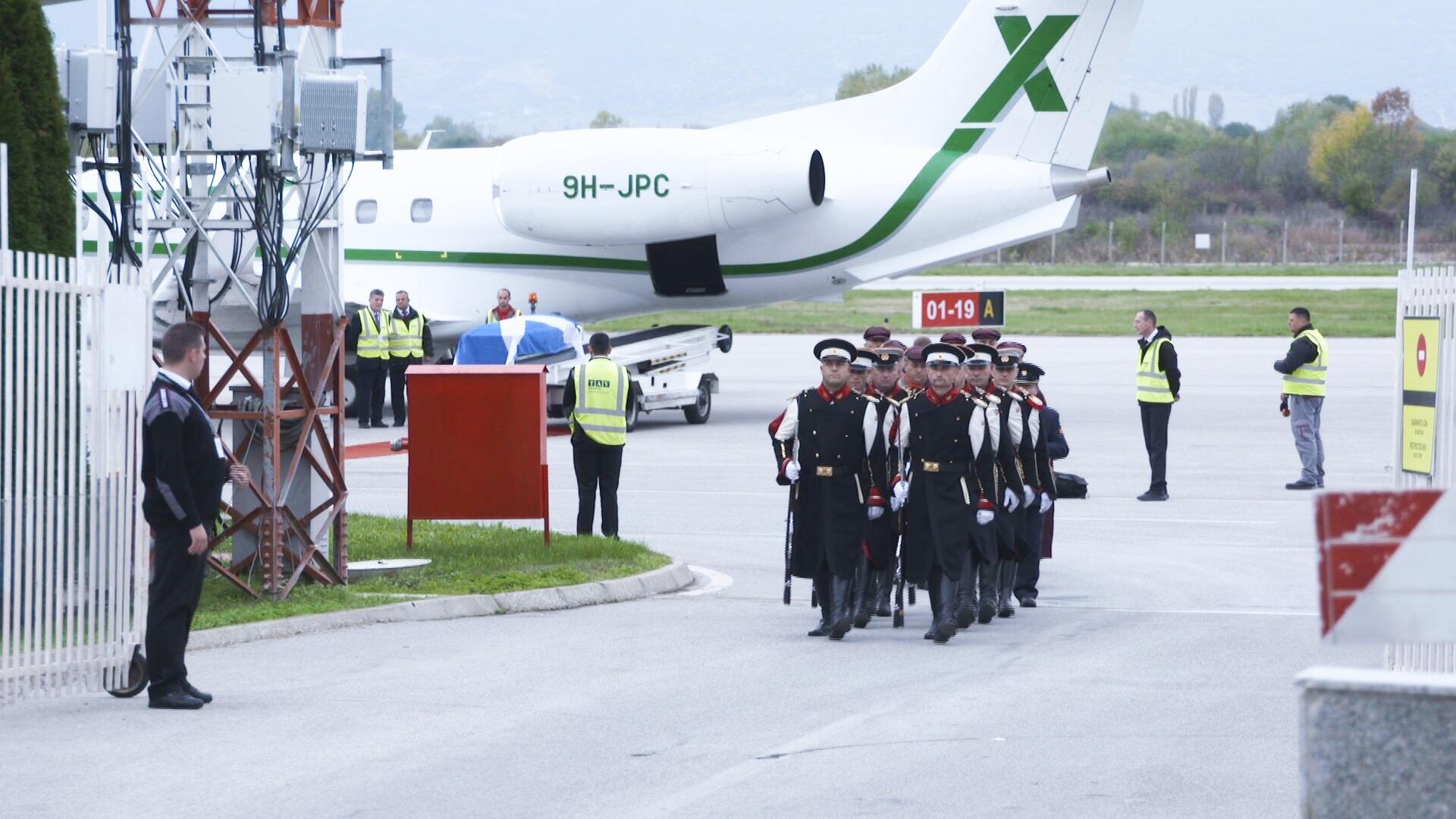 A ceremony was held prior to Alex Salmond's body leaving North Macedonia. 