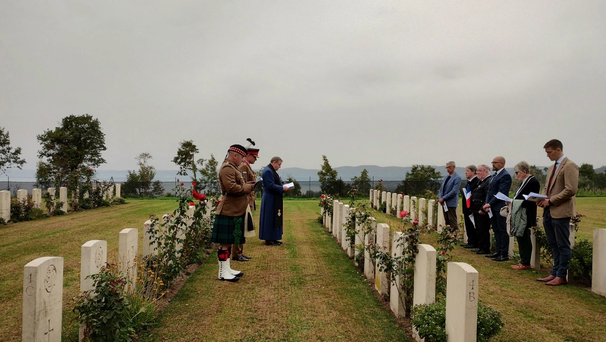 The rededication ceremony at the Balsena War Cemetery was attended by Private Ewan’s cousins (Crown Copyright/PA) 