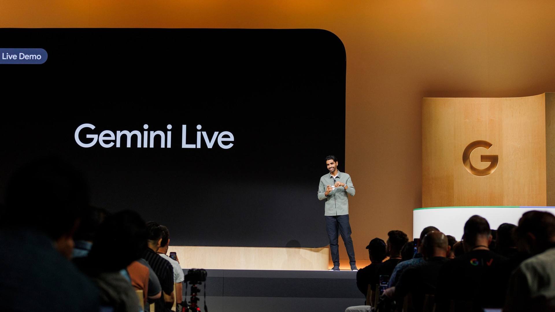 Sandeep Waraich does a live demo of Google’s Gemini Live in August in Mountain View