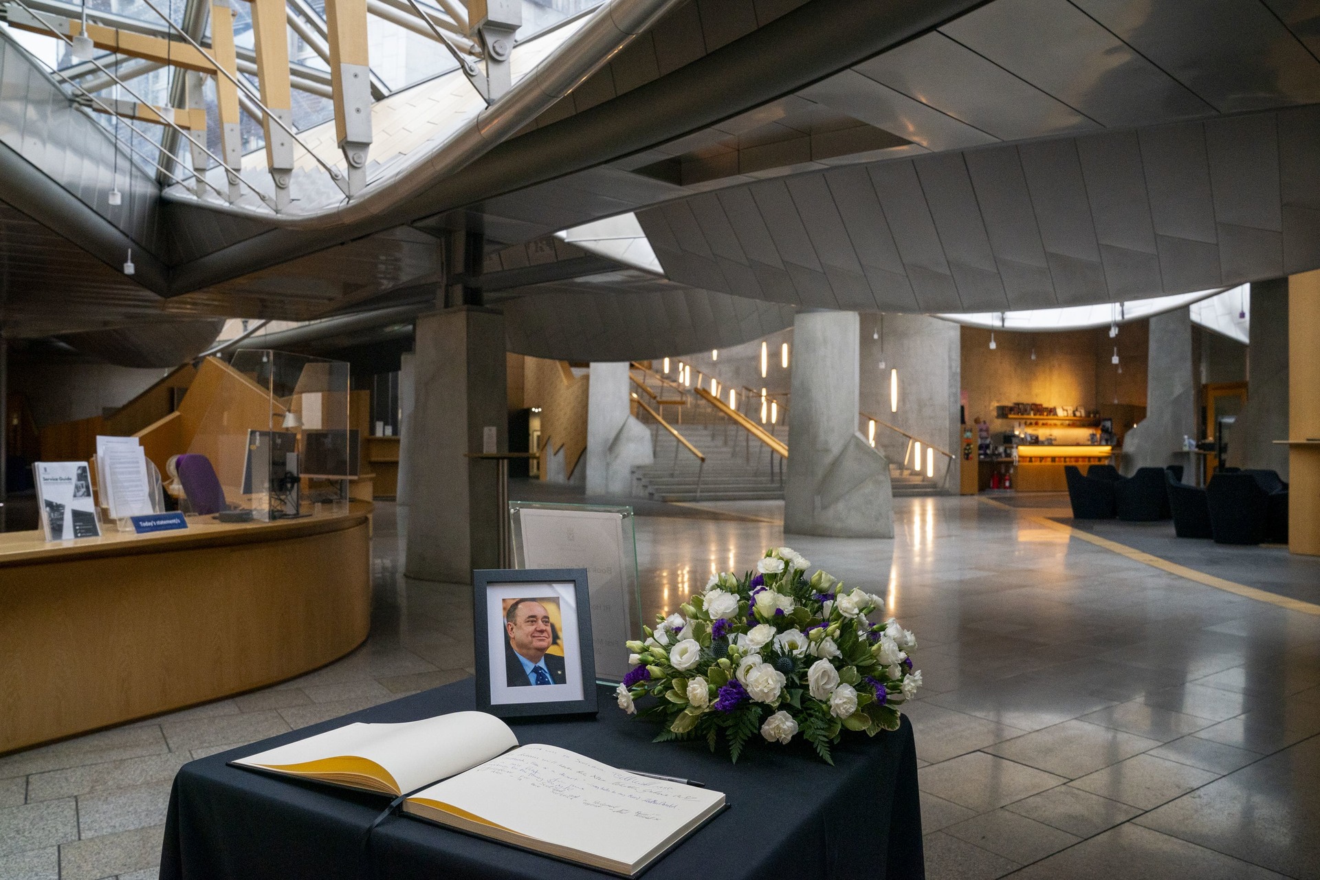 A book of condolence in memory of Alex Salmond has been opened at the Scottish Parliament in Edinburgh 