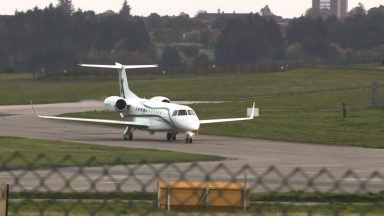 Private chartered plane carrying former first minister Alex Salmond’s body lands at Aberdeen Airport