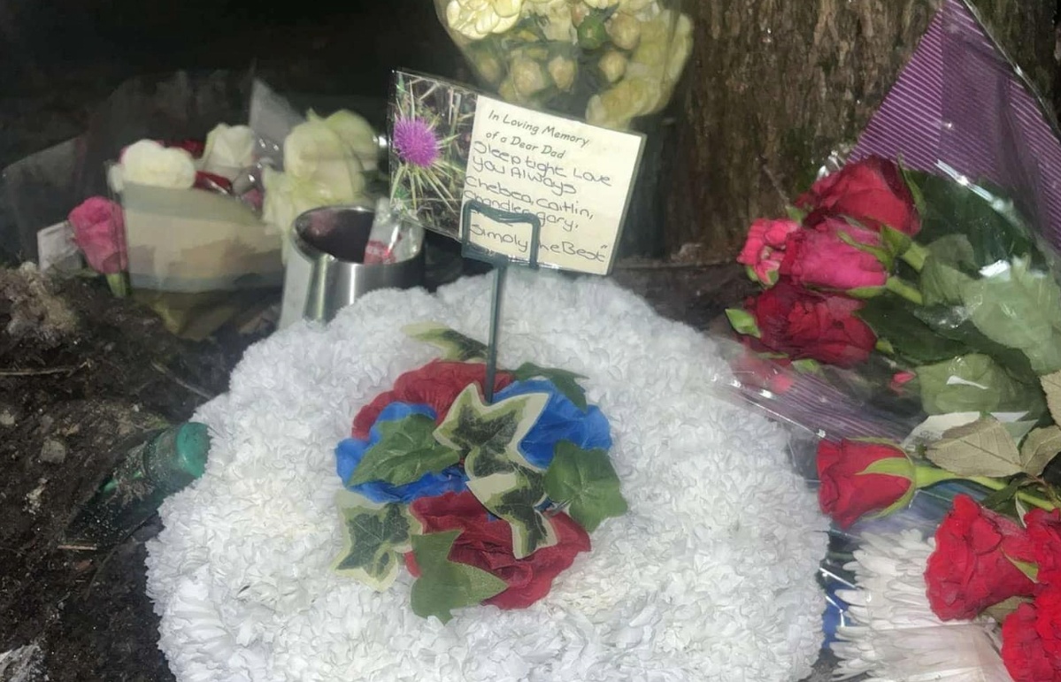 Tributes were left at the scene of the crash. 