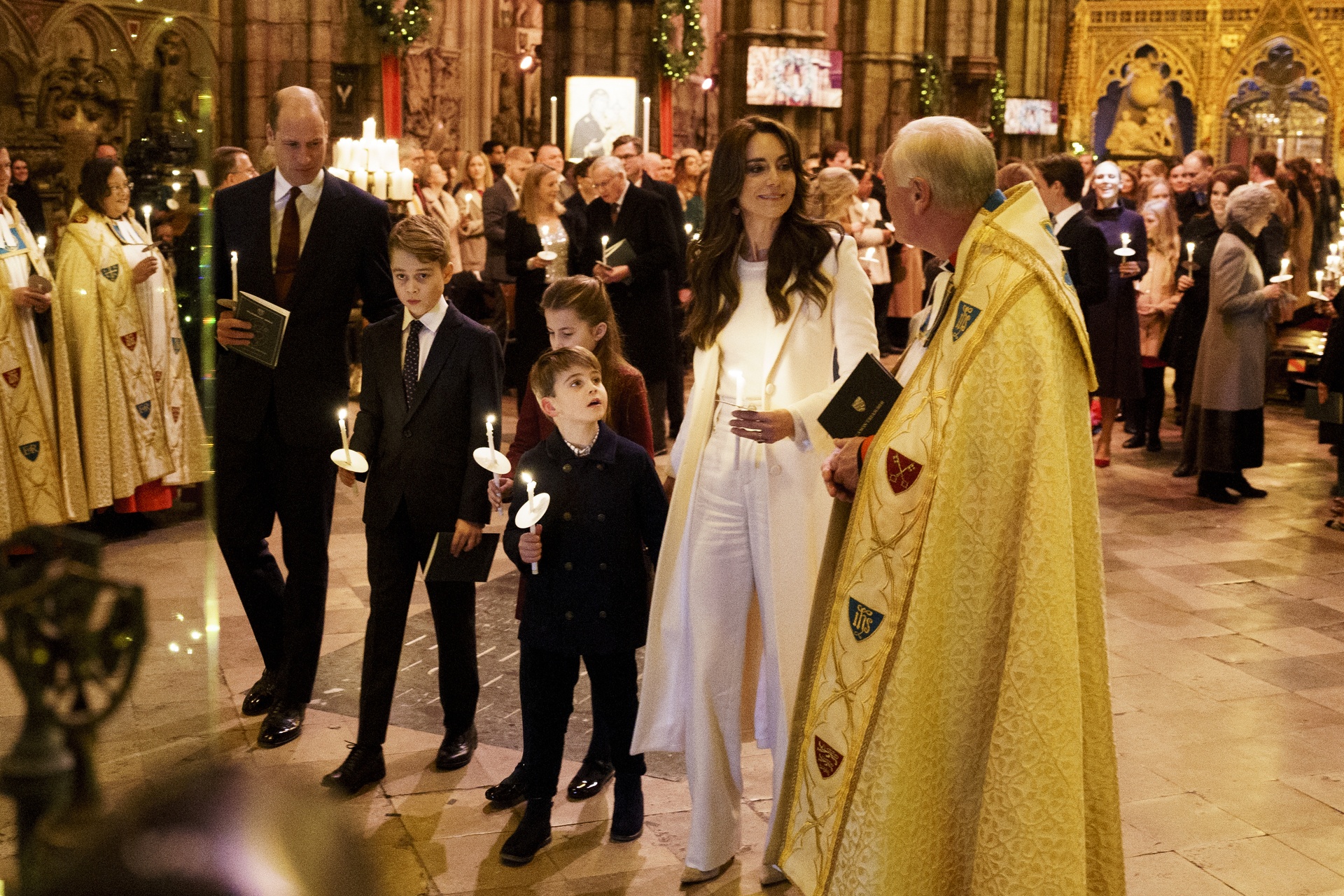 The Waleses and their children at the annual carol concert last year (Jordan Pettitt/PA). 