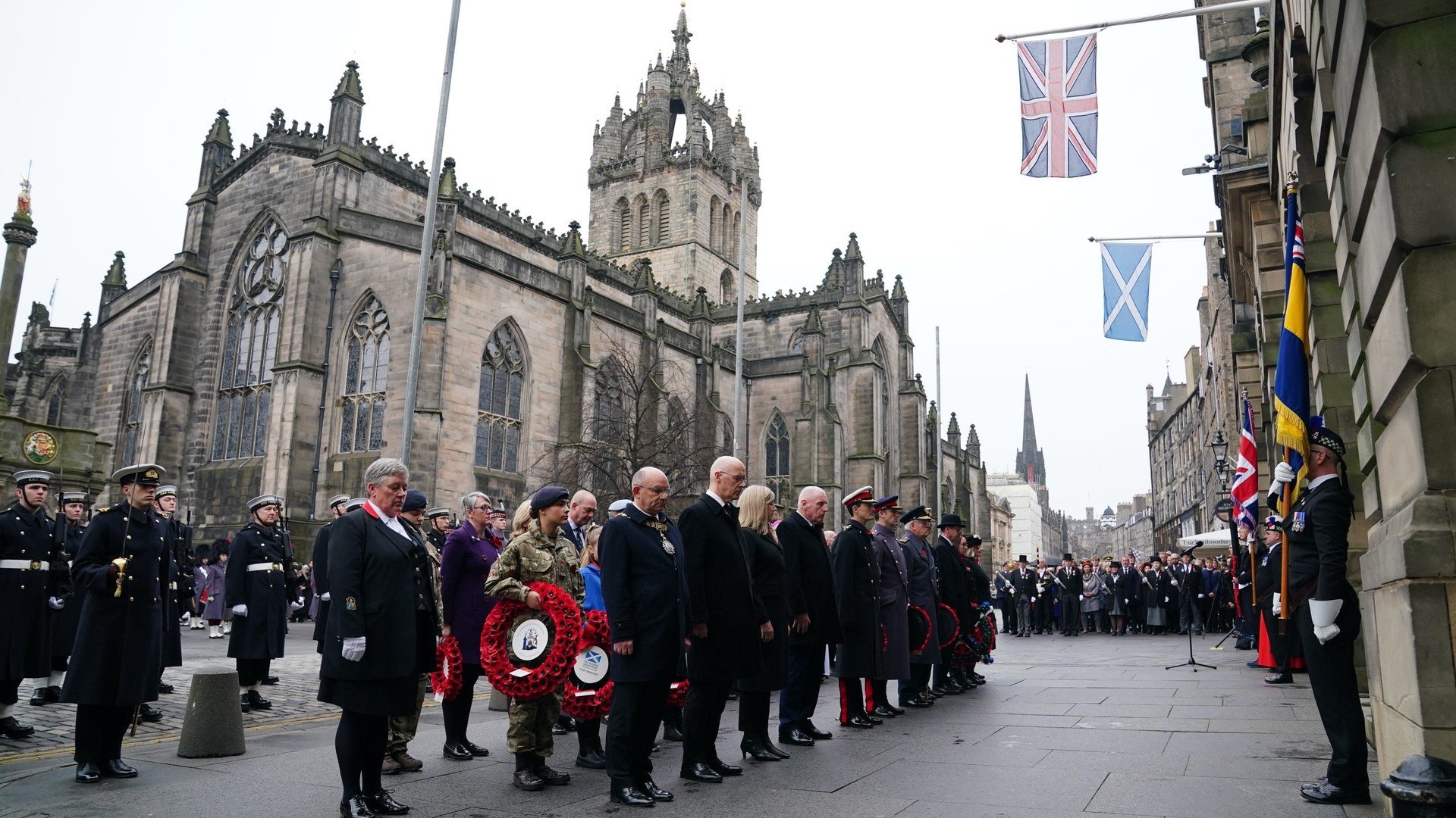 The wreath-laying ceremony followed a military parade down the Royal Mile