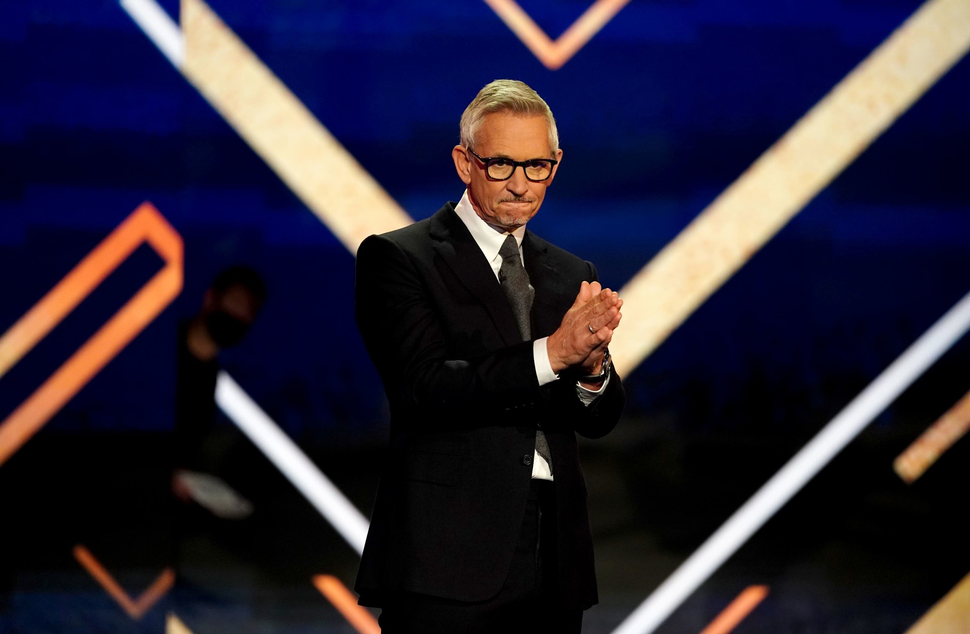 Gary Lineker on stage during the BBC Sports Personality of the Year Awards in 2021. 