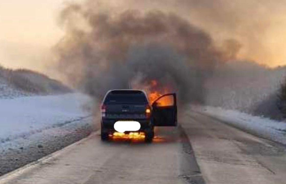 A96 near Inverurie closed in both directions after car bursts into flames