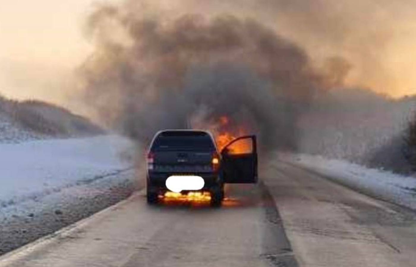 Car on fire on A96 near Inverurie 