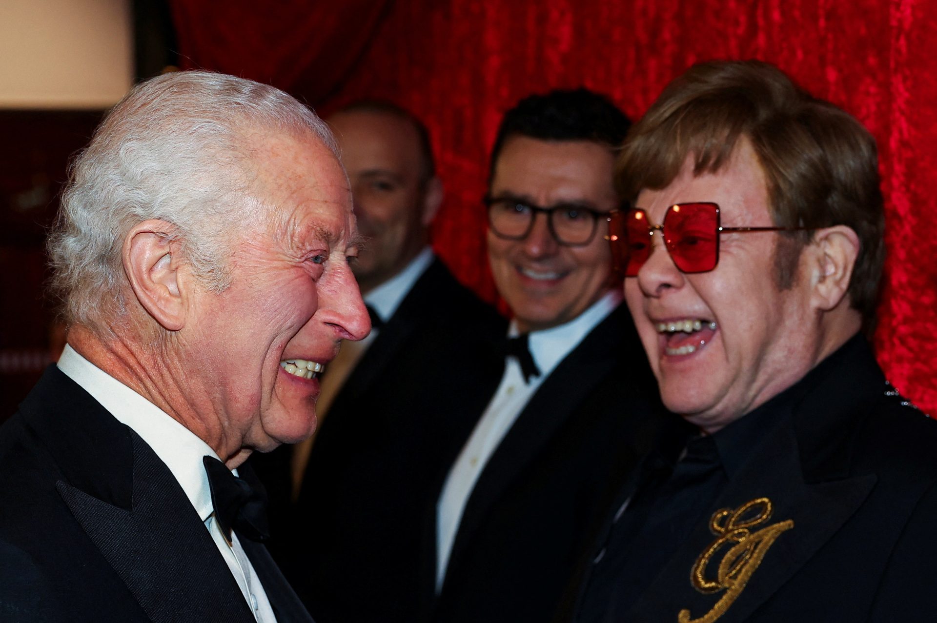 King Charles III meets Elton John as he arrives for the Royal Variety Performance at the Royal Albert Hall, London.