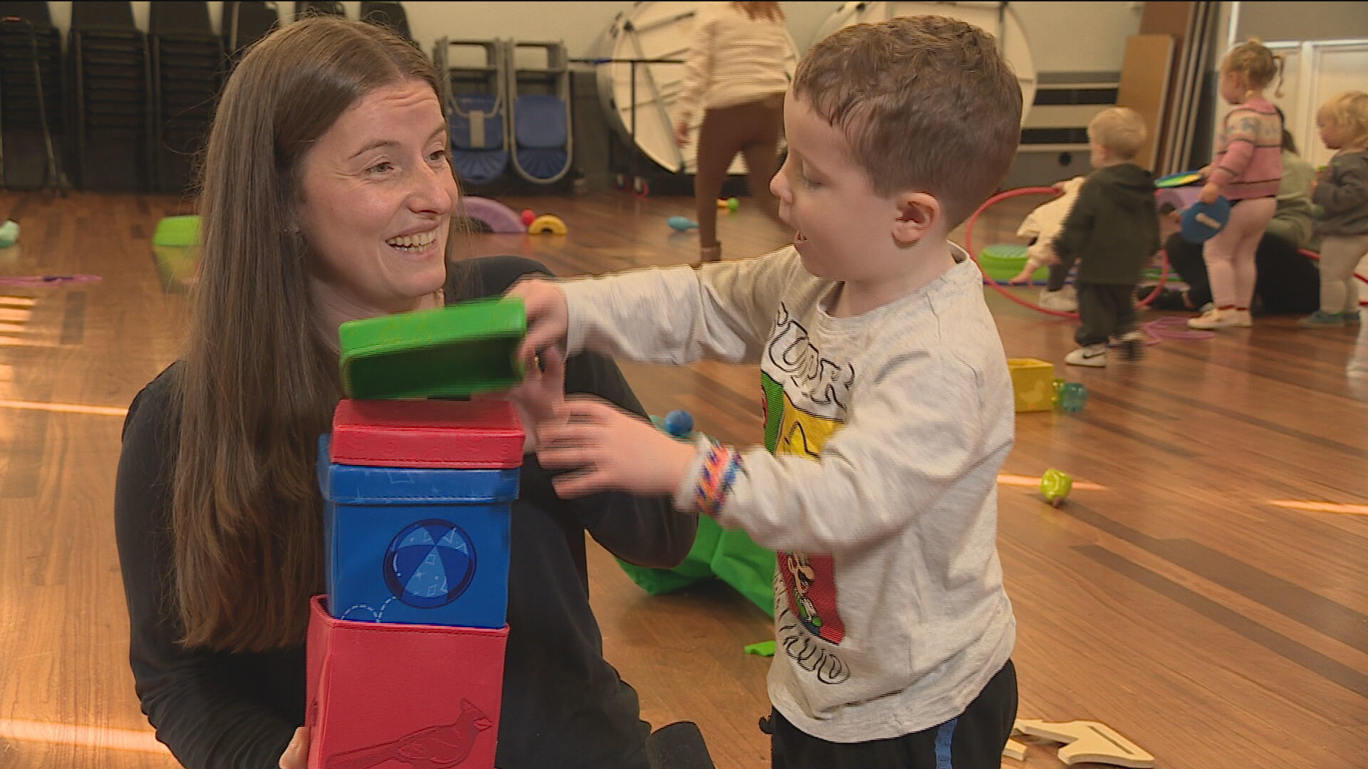 Kelly Morrison comes to the classes with her son Adam