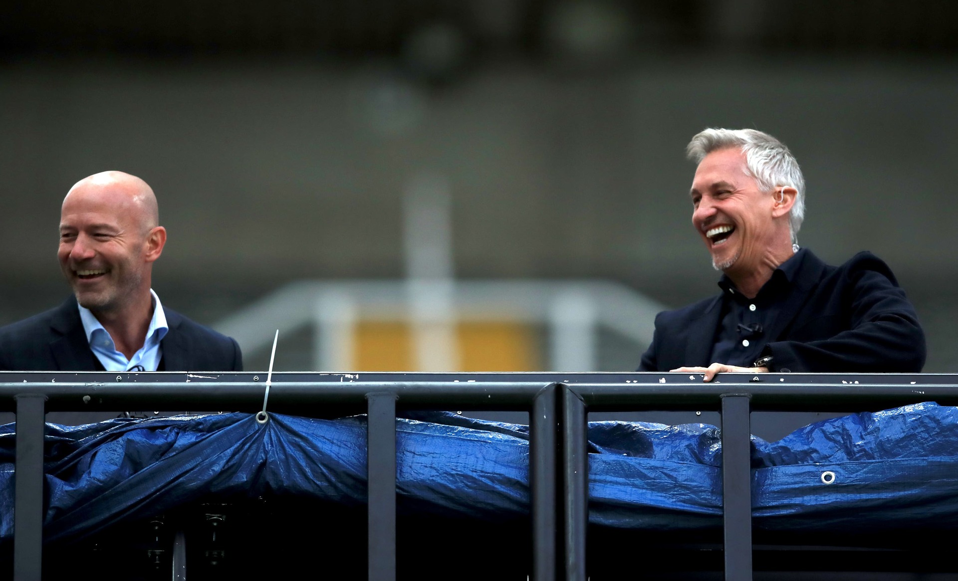 Alan Shearer and Gary Lineker shared a joke about the latter’s departure from Match of the Day (PA). 