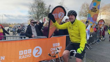 Paddy McGuinness thanks supporters as he completes cycle challenge in Glasgow