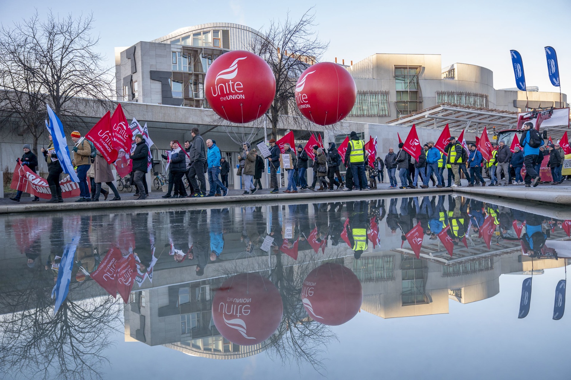 Workers held a rally outside the Scottish Parliament urging ministers to save Grangemouth (Jane Barlow/PA) 