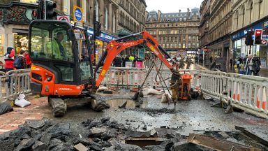 Glasgow city centre street shut after manhole collapses