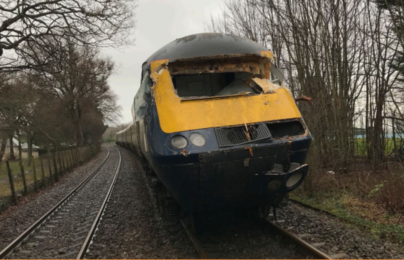 Damage to the driver's cab at Broughty Ferry, Dundee