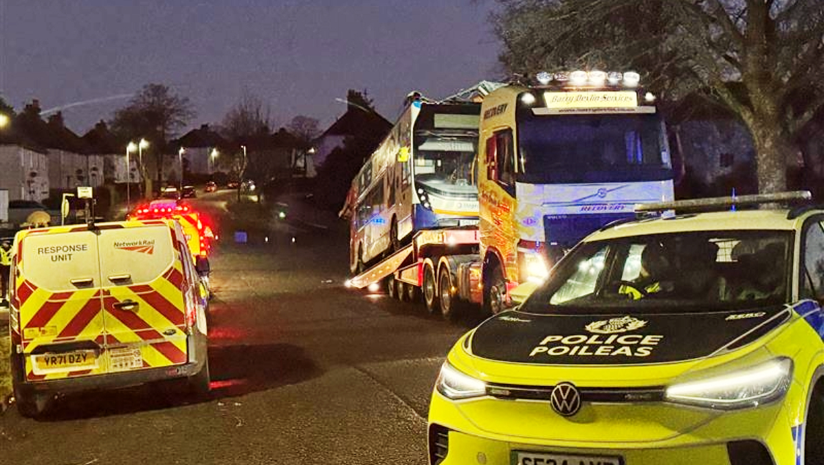 A double-decker bus has had its roof torn off after crashing into a railway bridge in East Ayrshire.Emergency services were called to the collision on Culzean Crescent, in Kilmarnock, at around 3pm on Thursday. 