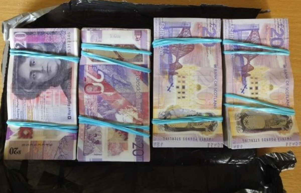 More than half the cash discovered was Scottish bank notes. 