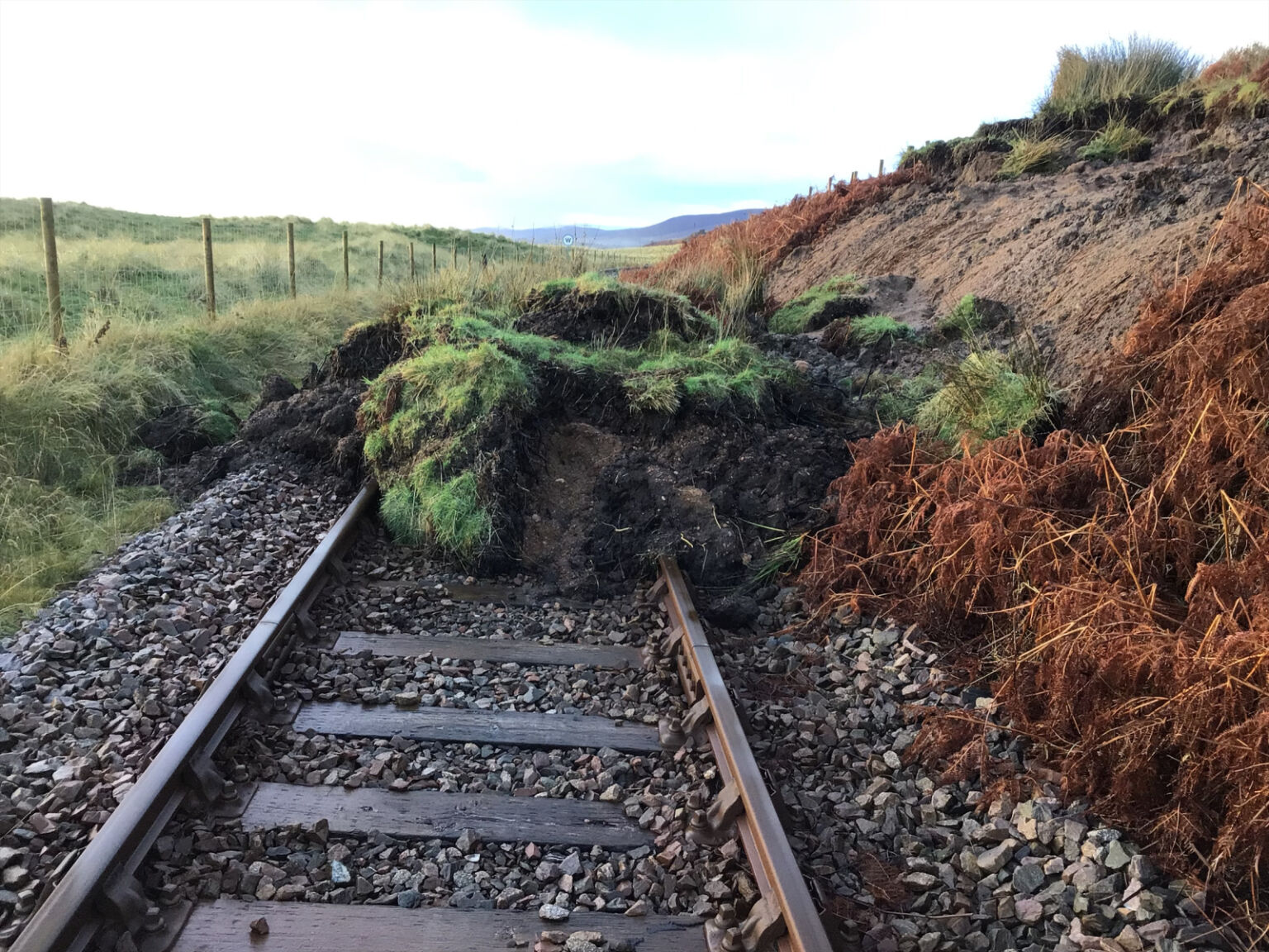 Landslip between Helmsdale and Brora on the Far North Line 