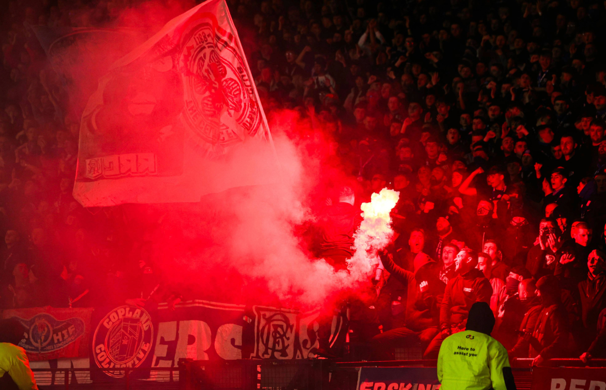 Pyro was lit inside Hampden on Sunday. 