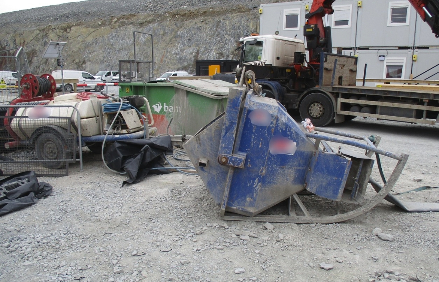 Liam MacDonald was found motionless with the skip’s bale arm pinned against his chest, which led to an alarm being raised at the site.